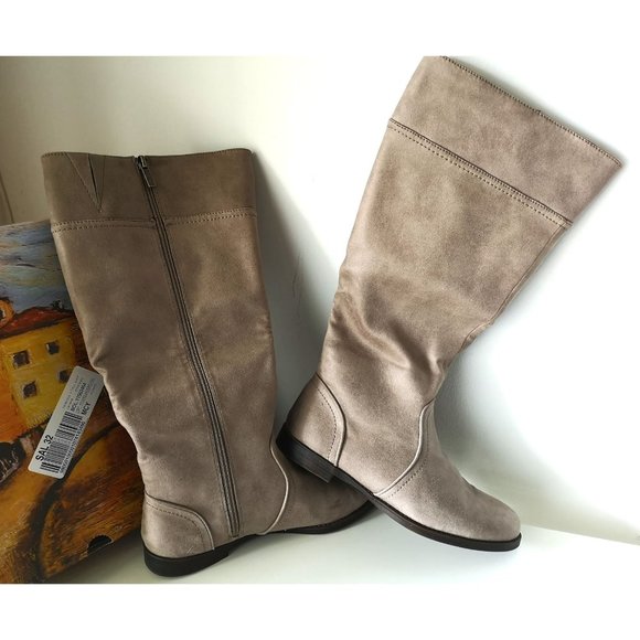 Bella Vita Suede Mid Calf Boots taupe 10 - Picture 3 of 15